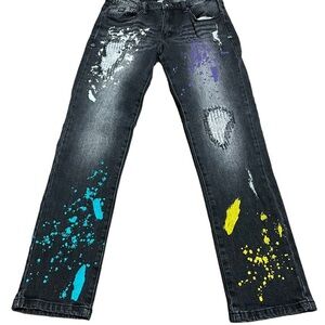 Born Fly colorful Pain Splatter gray Jeans Size 18